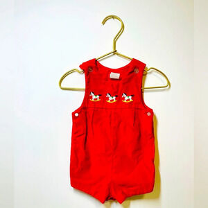 Vintage Baby Red Rocking Horse Velour One Piece Christmas! Valentines  !